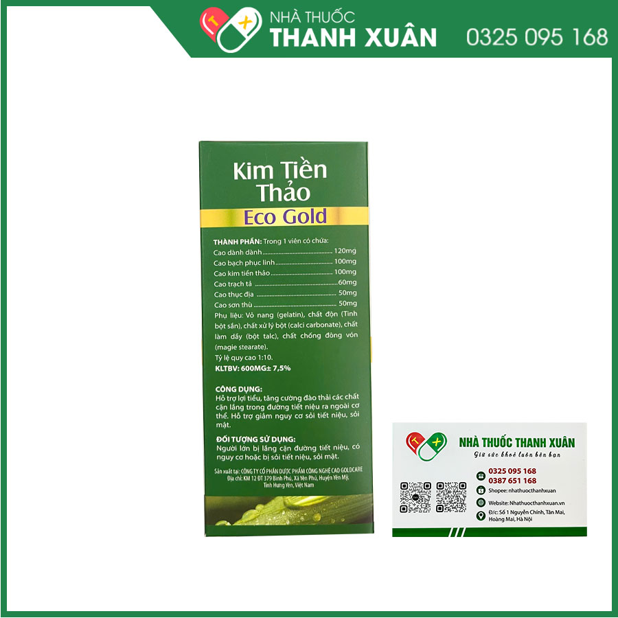 Kim Tiền Thảo Eco Gold - Hỗ trợ lợi tiểu, giảm nguy cơ sỏi tiết niệu, sỏi mật